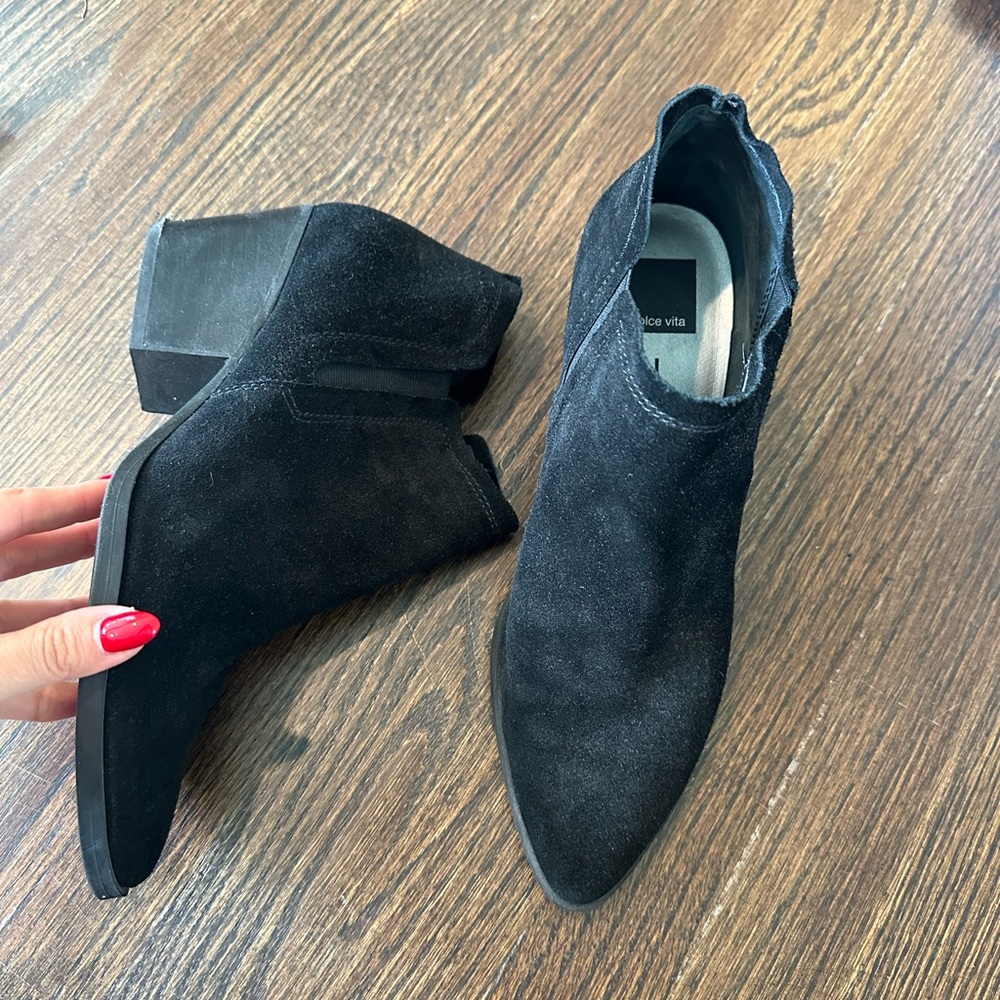 Dolce Vita Black Ankle Booties with Block Heel
